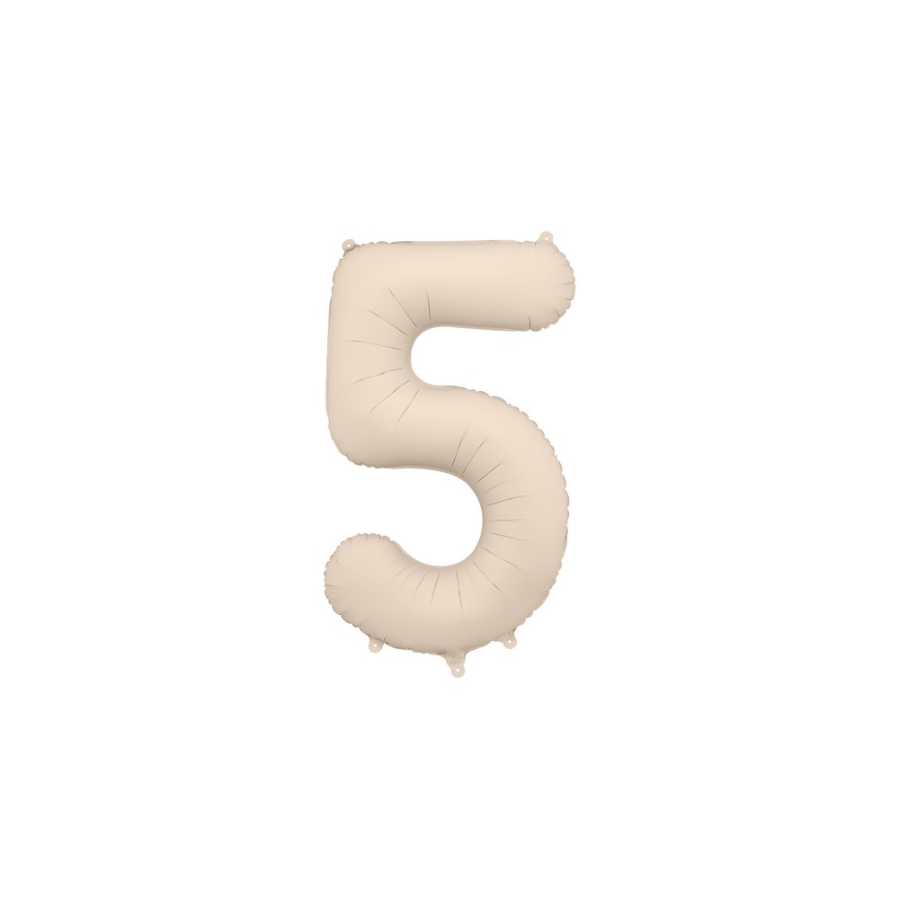 Ballon mylar Chiffre '5' - 86cm - beige clair