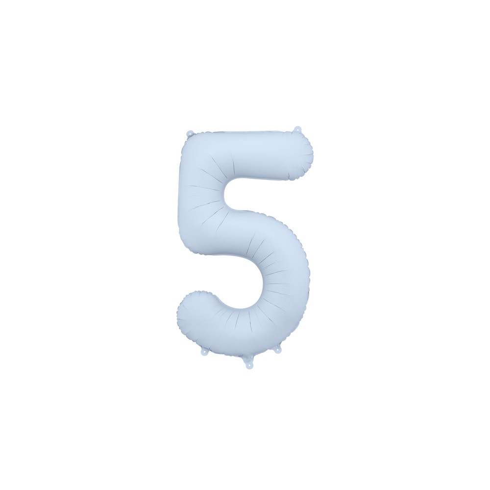 Ballon mylar Chiffre '5' - 86cm - bleu brumeux