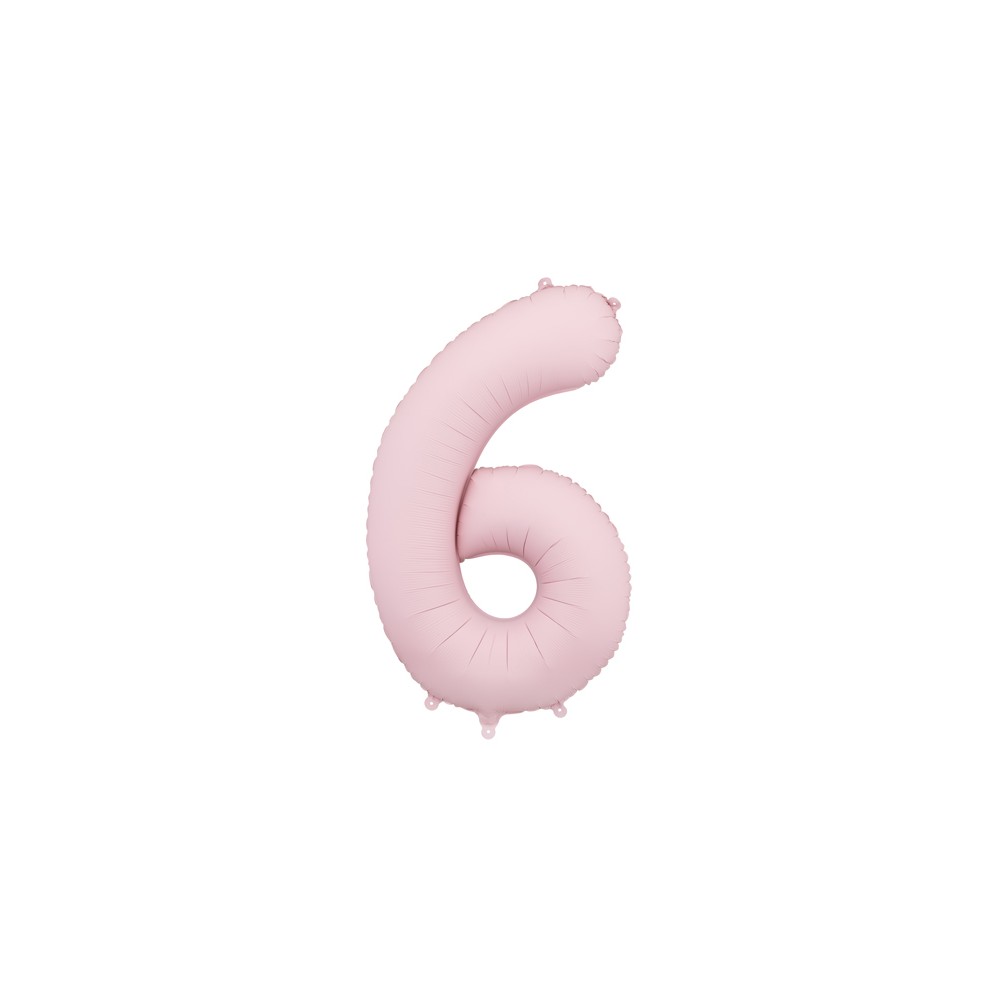 Ballon mylar Chiffre '6' - 86cm - rose clair