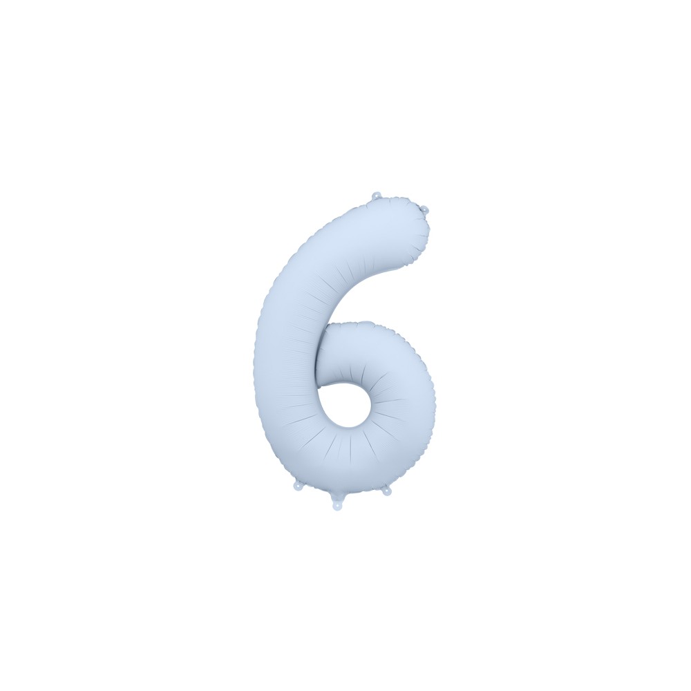Ballon mylar Chiffre '6' - 86cm - bleu brumeux