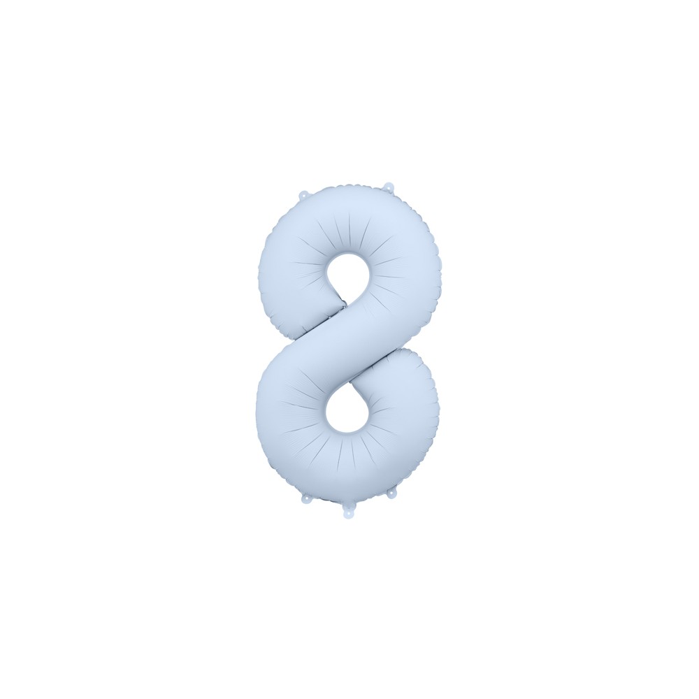 Ballon mylar Chiffre '8' - 86cm - bleu brumeux