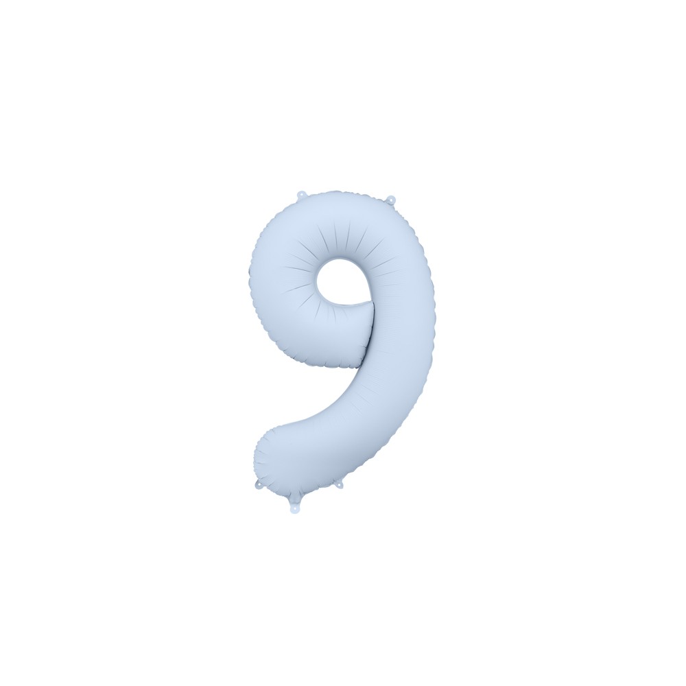 Ballon mylar Chiffre '9' - 86cm - bleu brumeux