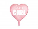 Ballon mylar Coeur - It's a girl - 45cm - rose vif