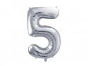 Ballon mylar Chiffre ''5'' - argent