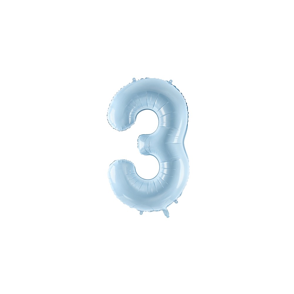 Ballon mylar Chiffre ''3'' - bleu clair
