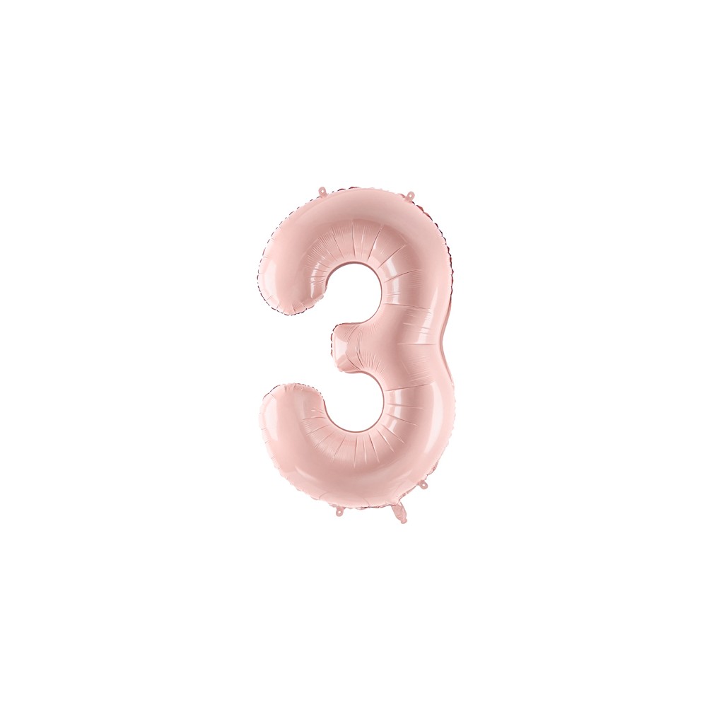 Ballon mylar Chiffre ''3'' - rose clair