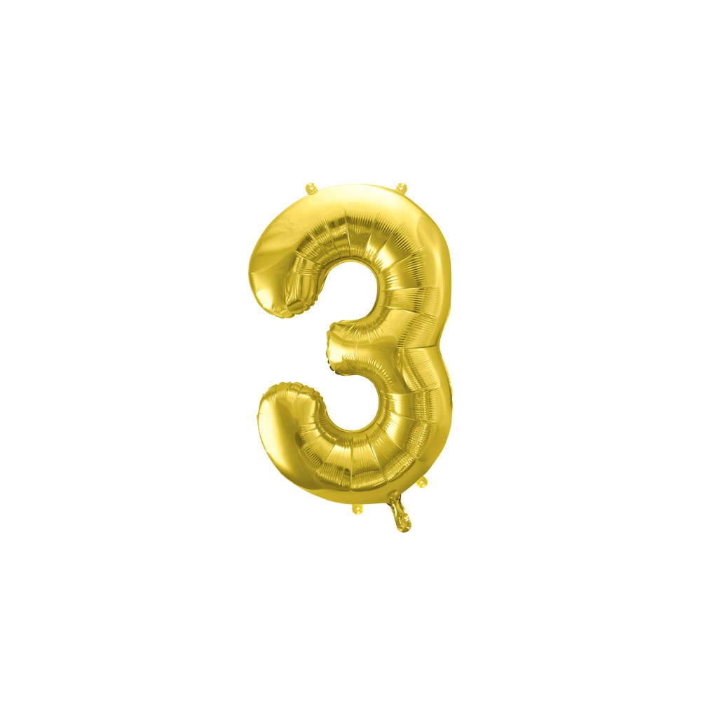 Ballon mylar Chiffre ''3'' - or clair