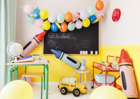 Ballons mylar Crayons - bleu
