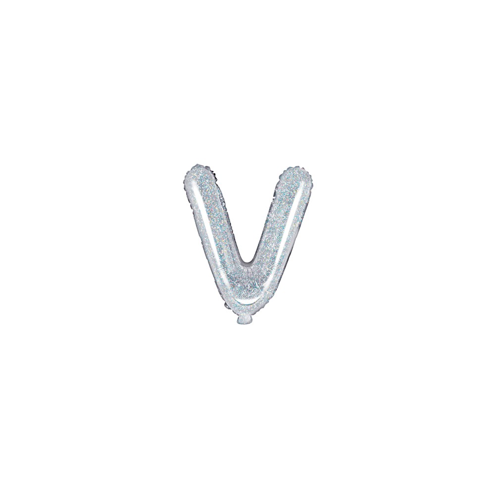 Ballon mylar lettre ''V'' - 35cm - holographique