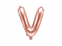 Ballon mylar Lettre ''V'' - 35cm - or rose
