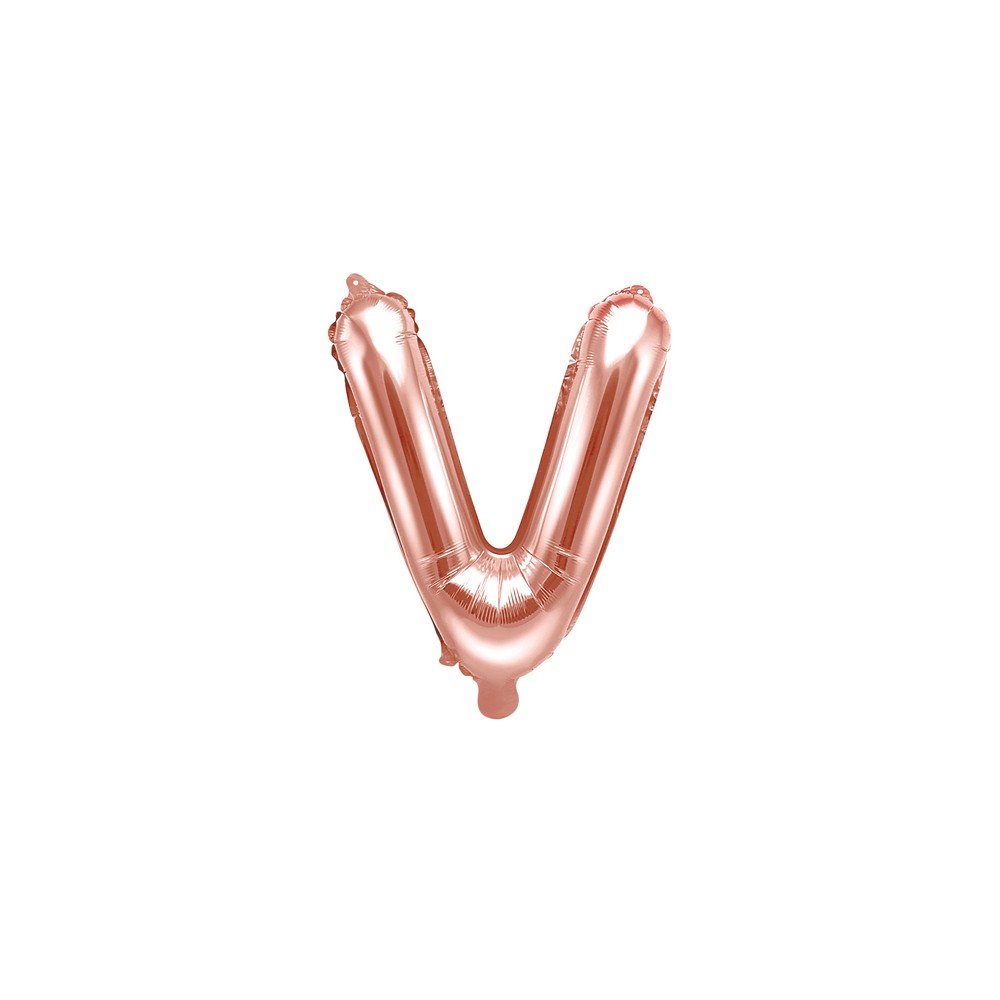 Ballon mylar Lettre ''V'' - 35cm - or rose