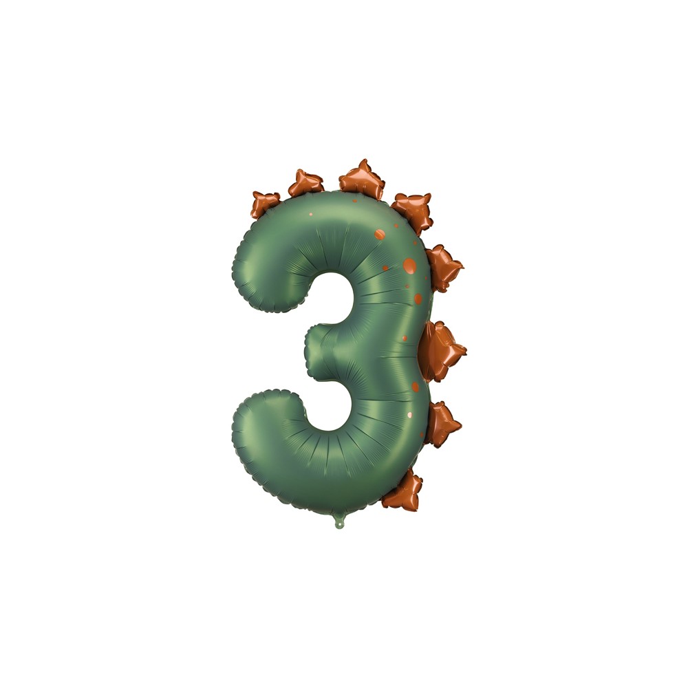Ballon mylar Chiffre ''3'' Dinosaure - 92 cm