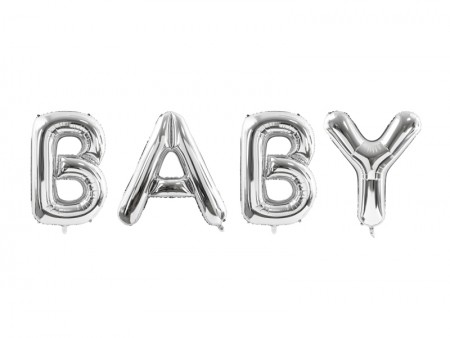 Ballons lettres géantes "BABY" argentées - 260 cm