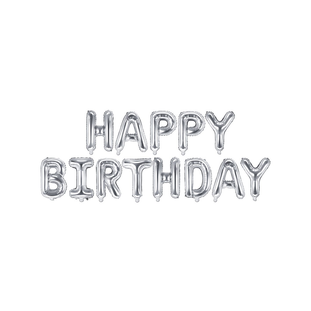 Ballon mylar Happy Birthday - argent