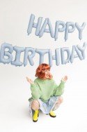 Ballon mylar Happy Birthday - 340x35cm - bleu