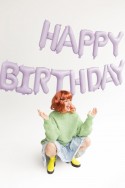 Ballon mylar Happy Birthday - 340x35cm - mauve