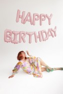 Ballon mylar Happy Birthday - 340x35cm - rose