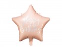 Ballon étoile rose pastel "happy birthday" - 40 cm