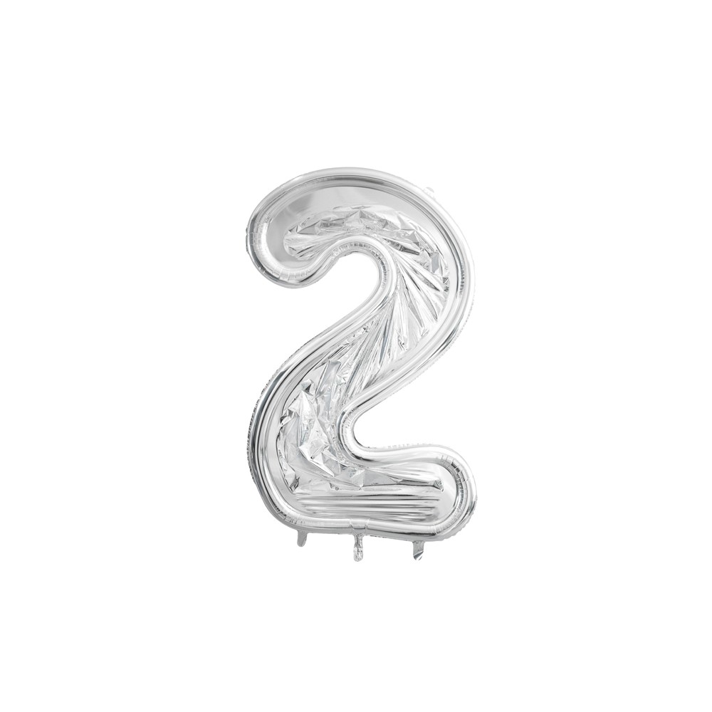 Cadre Numéro '2' pour Ballons Latex - argent Brillant
