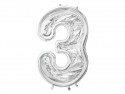 Cadre Numéro '3' pour Ballons Latex - argent Brillant