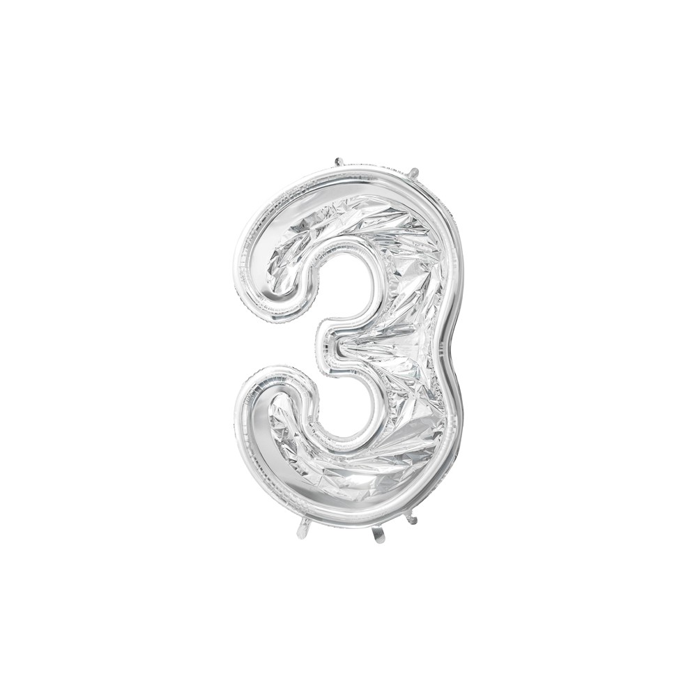 Cadre Numéro '3' pour Ballons Latex - argent Brillant
