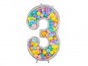 Cadre Numéro '3' pour Ballons Latex - argent Brillant