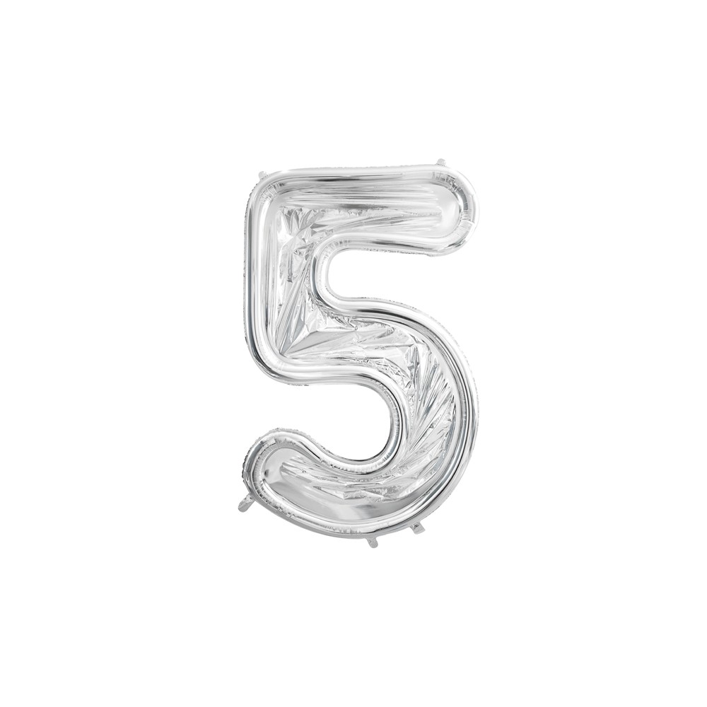 Cadre Numéro '5' pour Ballons Latex - argent Brillant