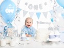 Guirlande de fanions en papier bleu et argent - 1,3 m