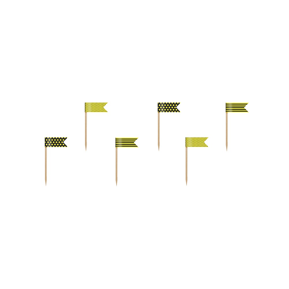 6 Mini drapeaux plume Abeille - mix