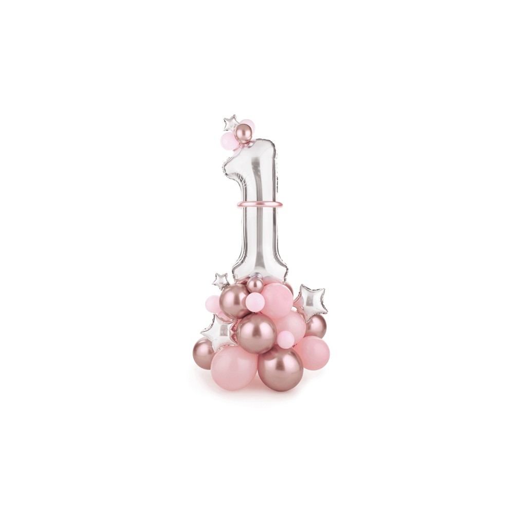 Bouquet de ballons - Chiffre ''1'' - rose