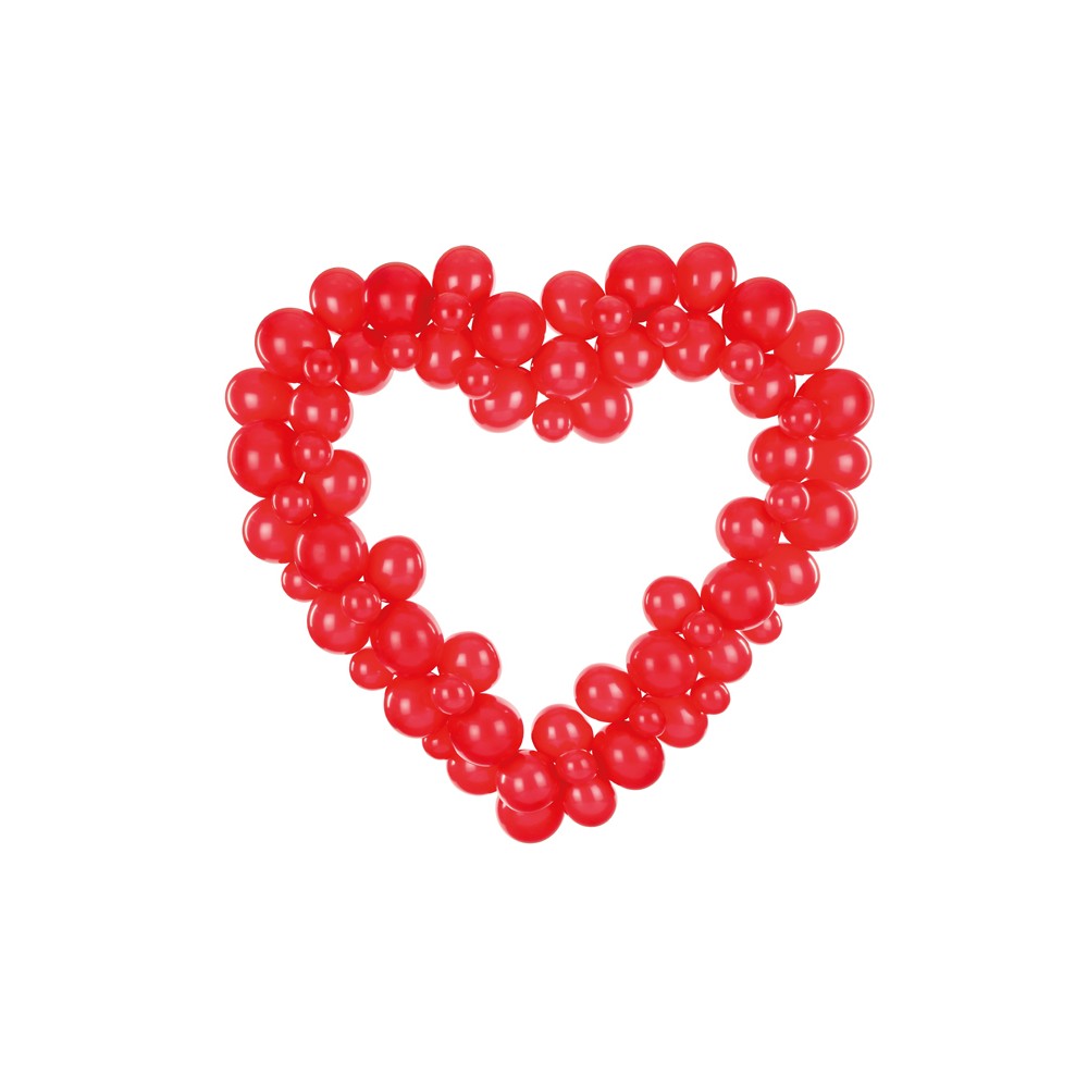 Guirlande de ballons avec cadre - coeur - rouge