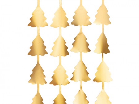 Rideau de Noël - sapins - or