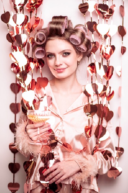 Rideau - Coeur - or rose