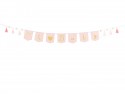 Banniére en coton Oh baby avec pompons - rose clair