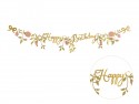 Guirlande Happy Birthday Fleurs - rose -or