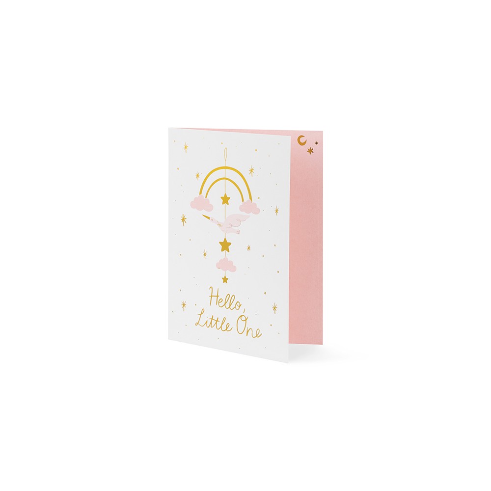 Carte de vœux avec suspension décorative - rose clair