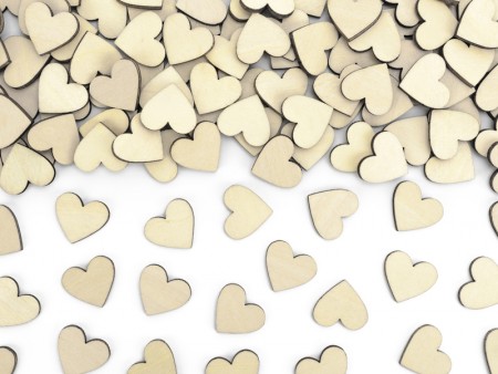 50 Confetti en bois coeurs