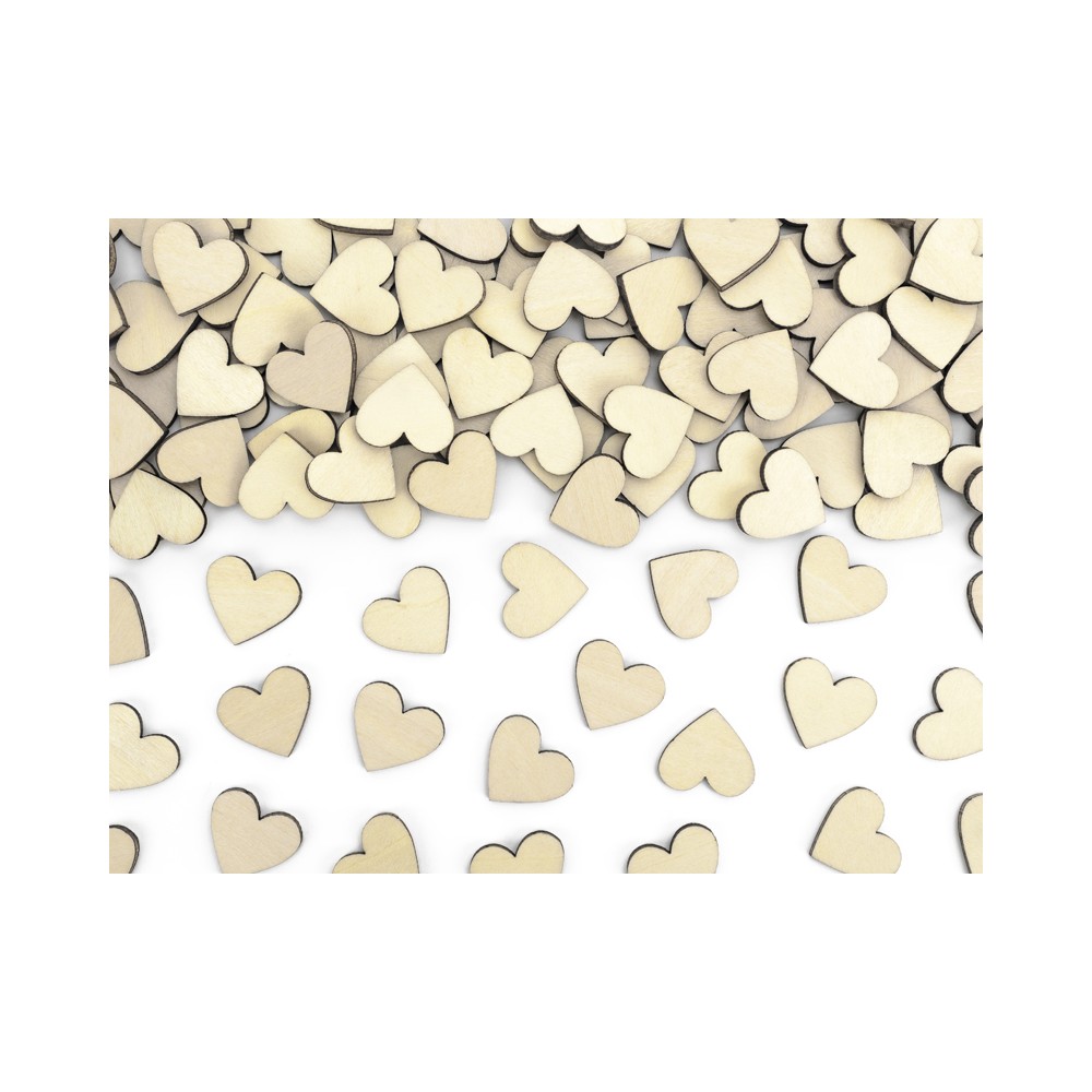 50 Confetti en bois coeurs
