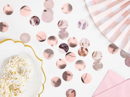 Cercles de confetti - or rose