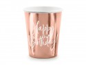 6 gobelets rose gold "happy birthday"