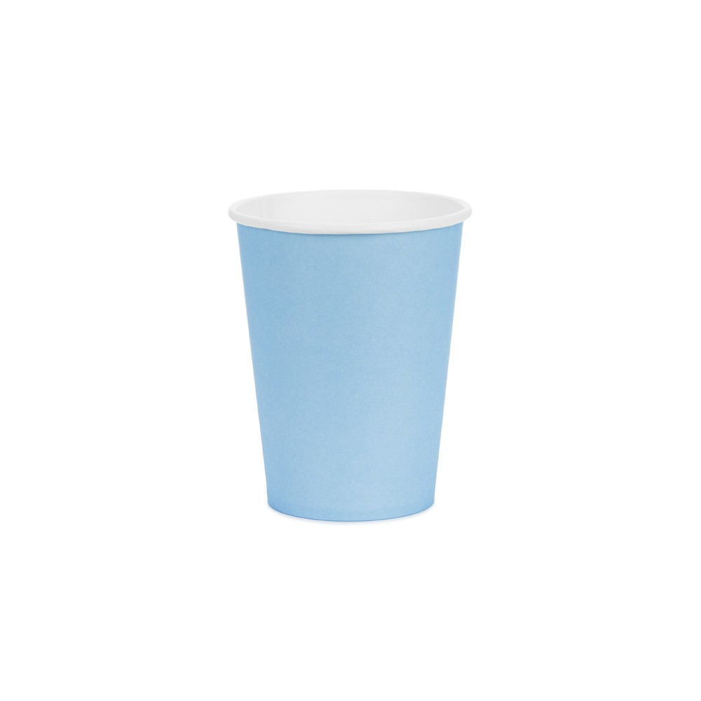 6 Gobelets en papier - bleu clair - 250ml