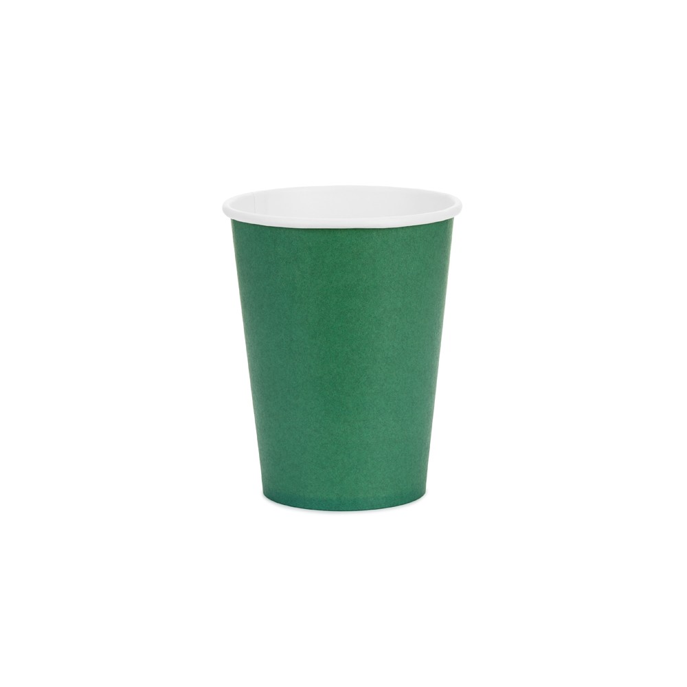 6 Gobelets en papier - vert foncé - 250ml