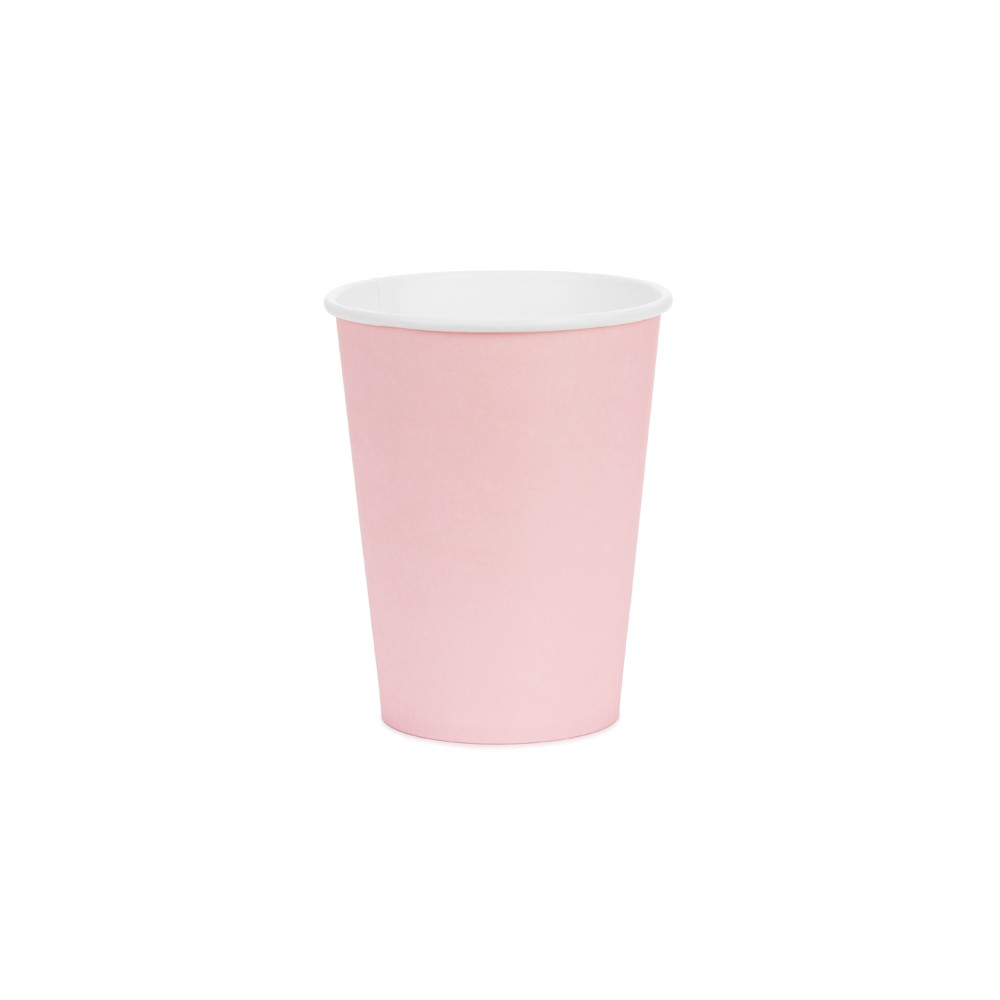 6 Gobelets en papier - rose clair - 250ml