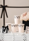 6 Gobelets en papier avec nœuds - crème/noir