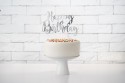 Cake topper papier argenté "happy birthday"
