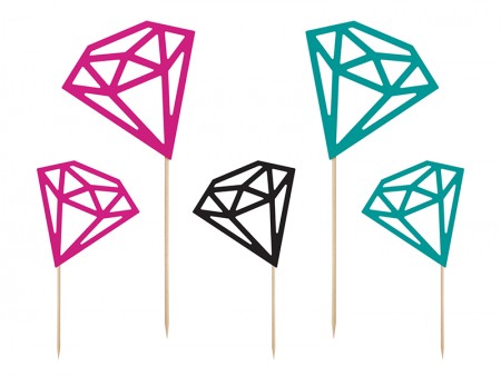 5 Cake toppers diamantés