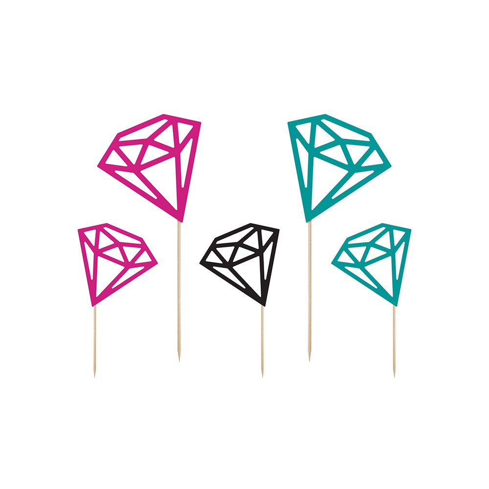 5 Cake toppers diamantés
