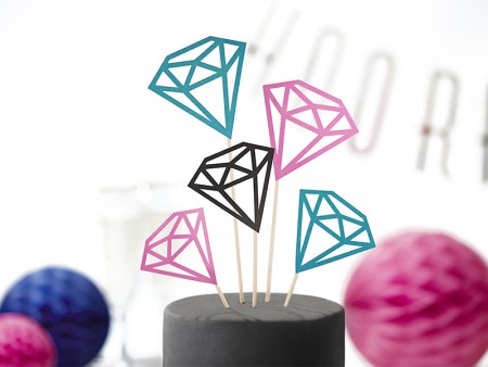 5 Cake toppers diamantés
