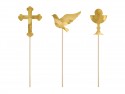 6 Décorations de gâteau de première communion - or