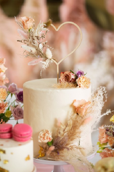 Cake topper en bois coeur